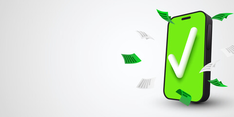 Smartphone with check mark on the screen.