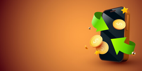 Mobile payment and cash back service illustration.