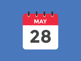 may 28 calendar reminder. 28th may daily calendar icon template. Vector illustration 
