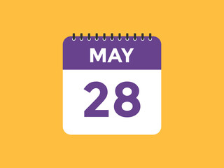 may 28 calendar reminder. 28th may daily calendar icon template. Vector illustration 

