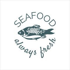 Best quality seafood logo design. Fish shop, market, restaurant label templates design. Always fresh fish badges, premium quality seafood emblems vector illustration