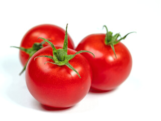 Strauchtomaten isoliert vor weißem Hintergrund