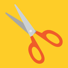 Scissors with red handle, illustration