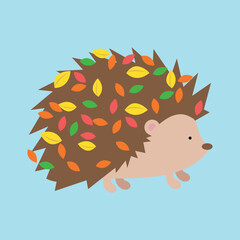 Hedgehog with leaves on its needles