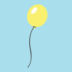 Yellow balloon on a string, illustration