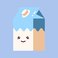 Vibrant illustration of milk with glad emotion in cartoon style. Suitable for web sites, books, social network, apps