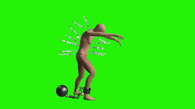 Concept of unfair system forcing people to vaccinate, loop, Green Screen Chromakey