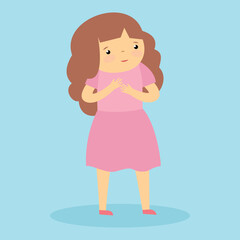 Girl in a pink dress, illustration, vector