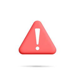 3d vector red danger warning triangle icon design. Attention or red emergency notification alert symbol. Important security urgency idea.