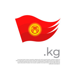 Kyrgyzstan flag. Vector stylized design national poster on a white background. Kyrgyz flag painted with abstract brush strokes, kg domain, place for text. State patriotic banner of kyrgyzstan, cover