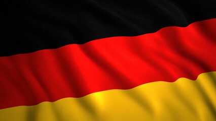Tricolor flag of Germany.Motion.Black red and yellow are the national symbol of Germany.