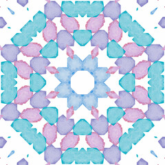 Abstract watercolor seamless pattern, cage, kaleidoscope
