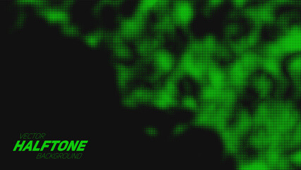 Abstract vector torn green halftone background. Scrathed dotted texture element.
