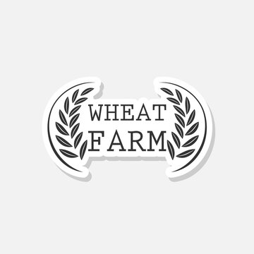 Wheat farm sticker icon isolated on white