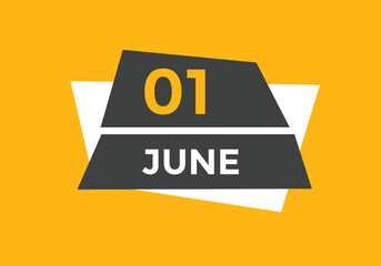 june 1 Calendar icon Design. Calendar Date 1st june. Calendar template 
