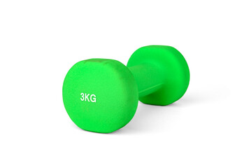Green dumbbells isolated on white background.