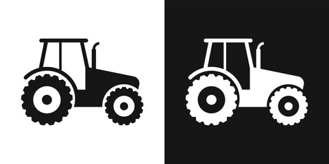Modern agricultural tractor icon. Machine with tractor wheels , farm symbol, farming equipment