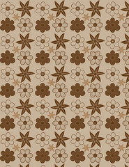 hand drawn floral pattern design vector on light brown color