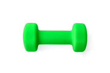 Green dumbbells isolated on white background.