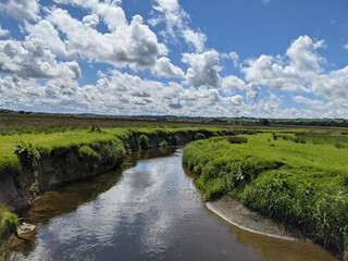 Meandering river with beautiful skies