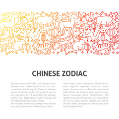 Chinese Zodiac Line Template. Vector Illustration of Outline Design.