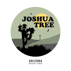 Joshua Tree in Arizona Desert. Editable Vector File. 