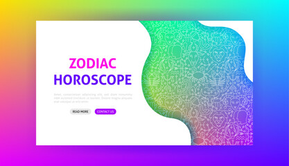 Horoscope Landing Page. Vector Illustration of Outline Design.