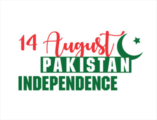 14 August Pakistan Independence Day T shirt Design , Pakistan Day celebration logo icon design with star and moon vector Eps8 