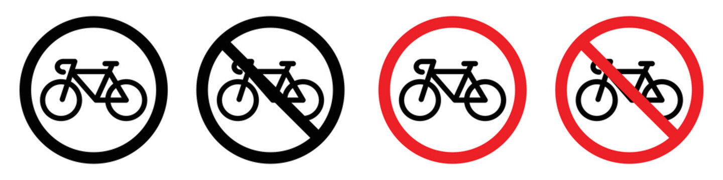 Bicycle parking sign area icon. Prohibition bicycle parking icon, vector illustration