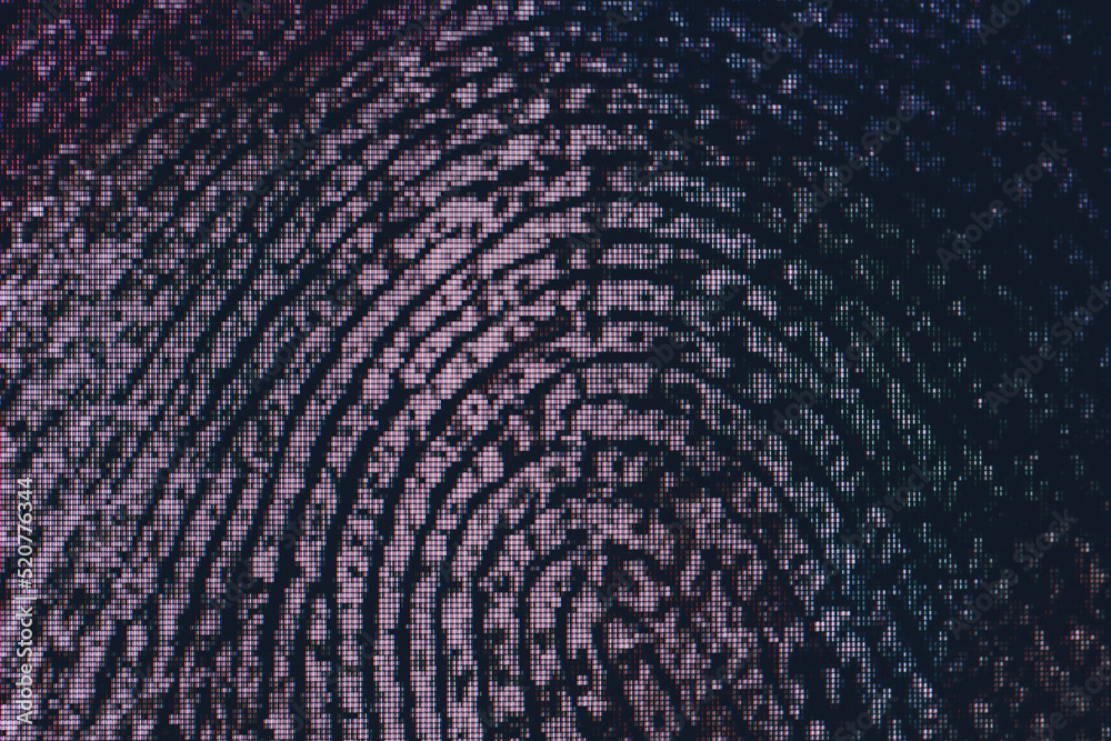 Poster Close up beautiful abstract fingerprint on  background texture for design. Macro photography view. Close-up of pixel.