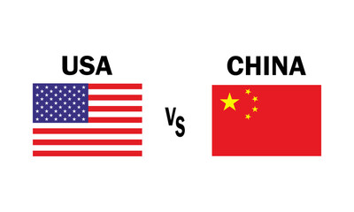 USA vs CHINA vector icon. Flags of two superpowers