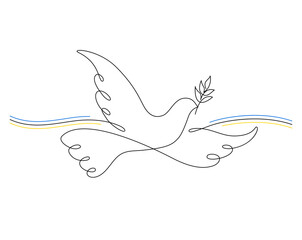 Bird symbol of peace and freedom in simple linear style. Concept for national labor movement icon. Editable stroke.