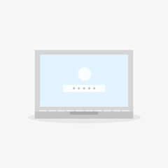 flat illustration gray laptop isolated on white background