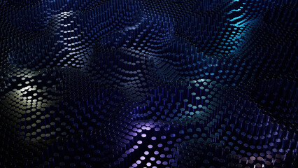 Abstract loopable animation with slowly flowing waves of particles. Design. Sci-fi and nanotechnology concept, dotted moving texture, seamless loop.