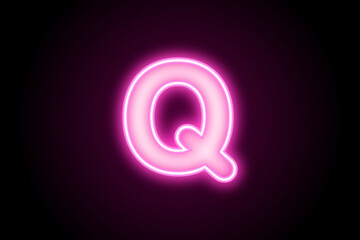 Glowing neon Q letter text question sign symbol 