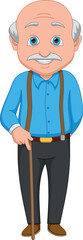 happy grandfather cartoon on white background