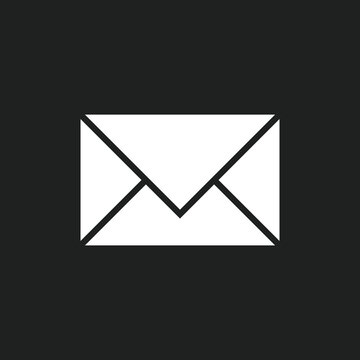 Simple white envelope icon on black background
