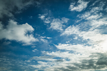 Beautiful nature background. Blue sky with white clouds.
