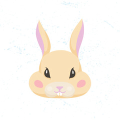 Cute bunny head in flat vector style