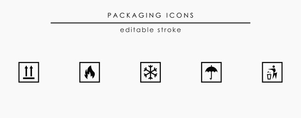 Black packaging symbols vector set