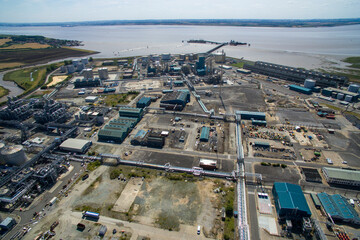 aerial view of Saltend Jetty, fuel terminal Saltend Chemicals Park, Hull.