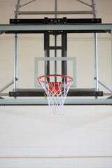 Elementary school basketball goal and netting. © Deborah