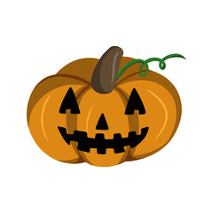 Festive pumpkin character, Joyful laughter, Cute pumpkin laughing on Halloween in cartoon , vector