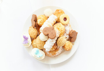 plate of desserts on a white table