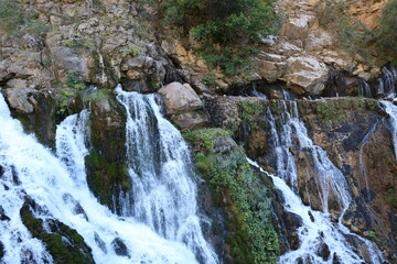 Fototapeta na wymiar Tomara Waterfall in Gumushane, Turkey.