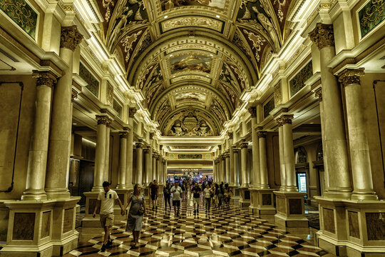 The interior of Venetian Hotel in Las Vegas.