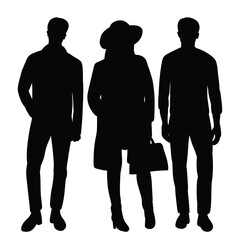 silhouette people on white background isolated, vector