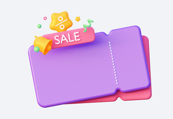 Mockup of a holiday coupon with the text Sale. The end of the discount notification, promo code or cashback.