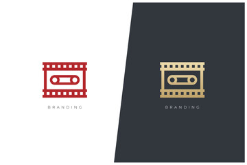 Retro Music Cassette Tape Multimedia Production Vector Logo Concept