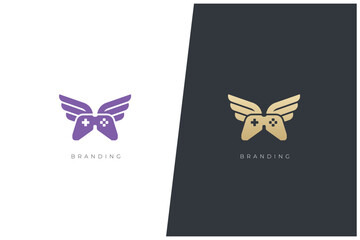 Gaming Wing Console Multimedia Production Vector Logo Concept